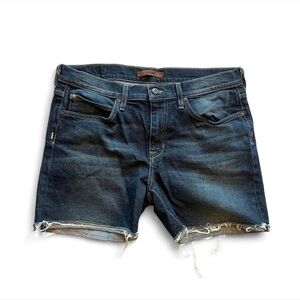 Y2K darkwash JOES jean shorts surfer style skater distressed denim mid rise